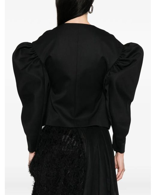 Simone Rocha Black Puffed-Sleeve Tie Jacket
