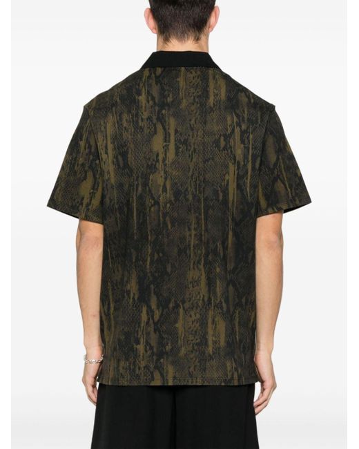 Just Cavalli Black Animal-print Cotton Polo Shirt for men