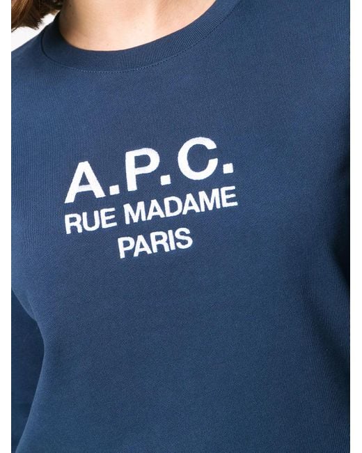A.P.C. Blue Tina Logo-Embroidered Sweatshirt