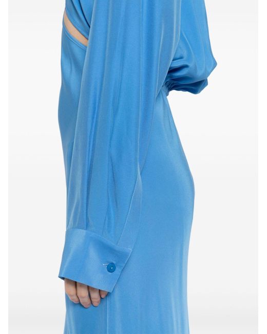 Christopher Esber Blue Cut-Out Silk Dress