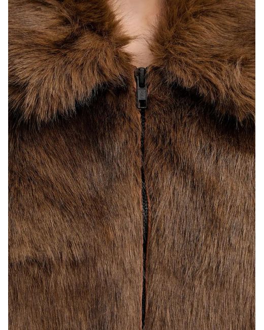 Bardot Brown Sylvie Zipped Faux-Fur Jacket