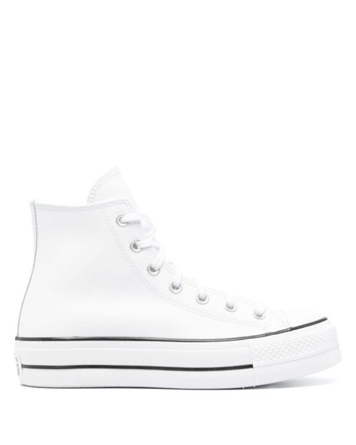 Converse Chuck Taylor Leather Platform Sneakers in het White