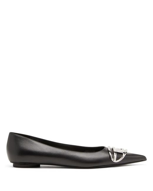 DIESEL Black D-Venus Leather Ballerina Shoes