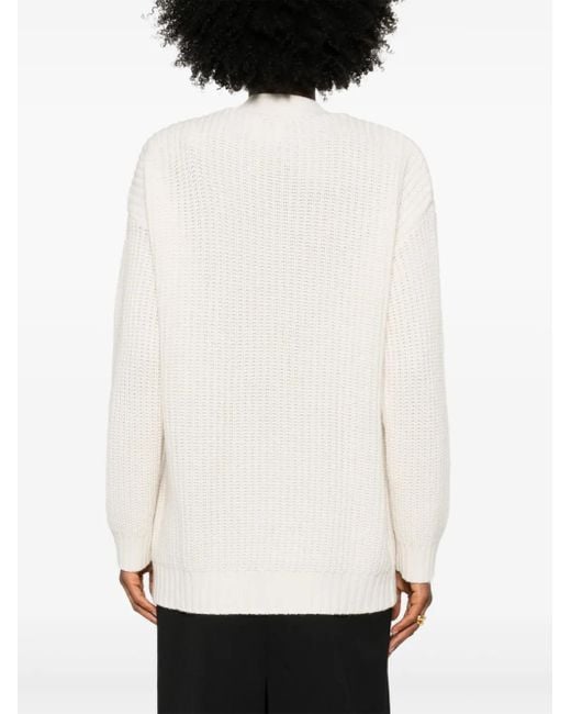 Allude White Chunky-Knit Cardigan