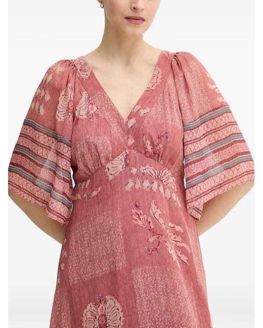 INTROPIA Pink Ana Flared-Sleeve Maxi Dress