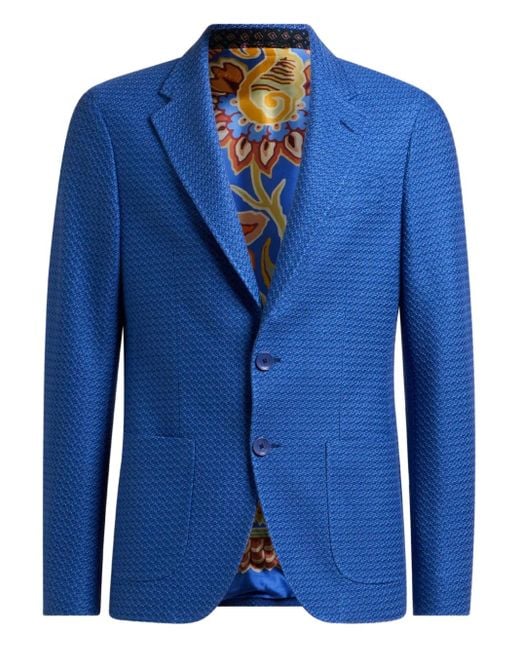 Etro Blue Woven Jersey Jacket for men