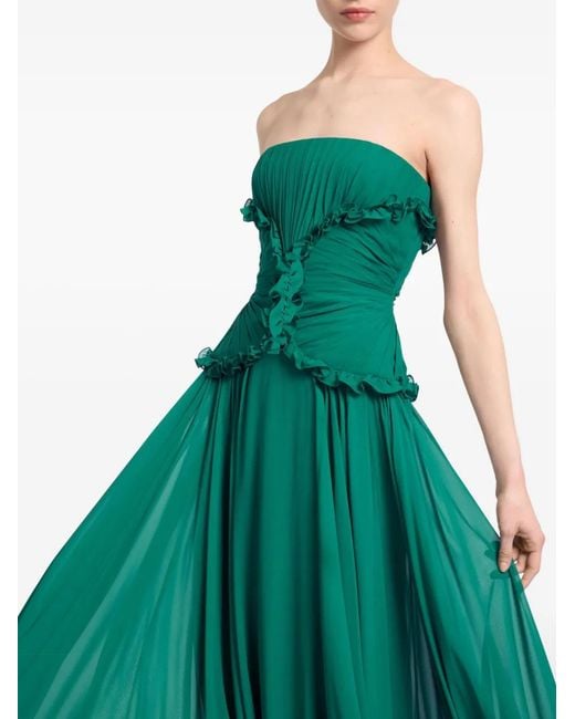 Elie Saab Green Silk Maxi Dress