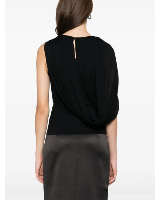 Lanvin Black Draped Jersey Top