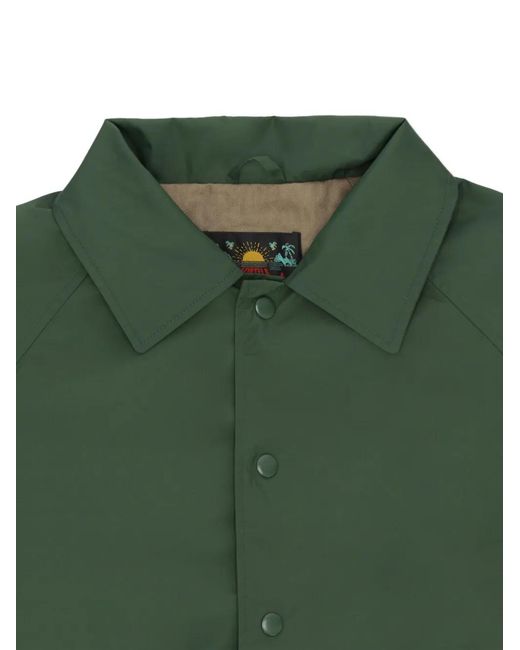 Fortela Green Coach Embroidered-Patch Drawstring Jacket for men