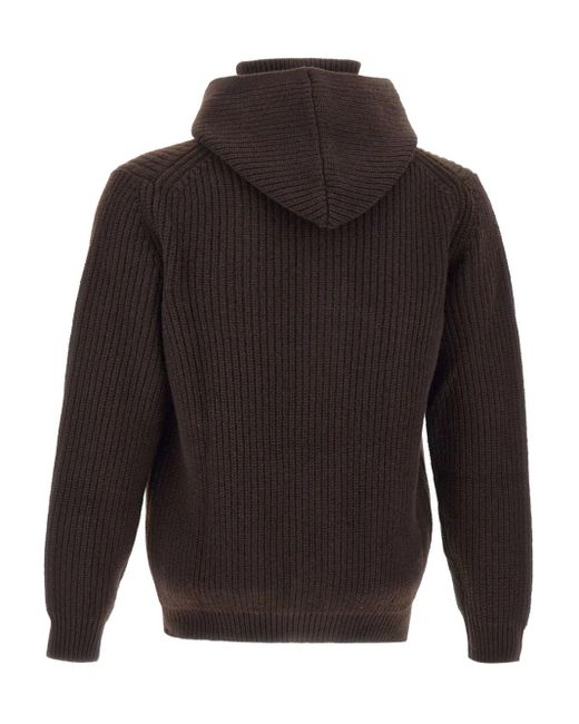 FILIPPO DE LAURENTIIS Gray Hooded Ribbed Cardigan for men