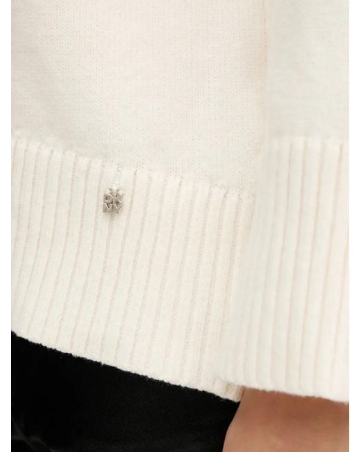 DKNY White Ribbed High-Neck Sweater