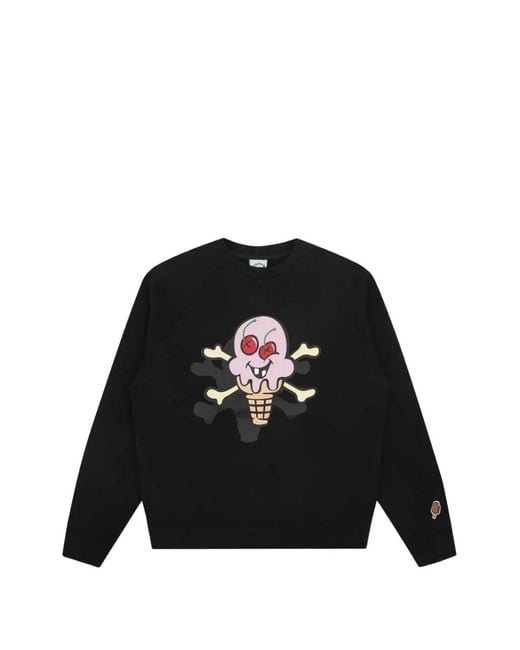 ICECREAM Black Cones & Bones Crewneck Sweatshirt for men