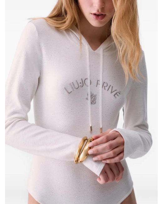 Liu Jo White Knit Bodysuit With Hood