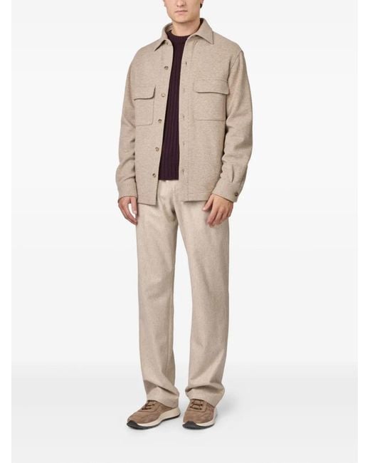 Tod's Natural Buttoned Flap-Pocket Shirt Jacket for men