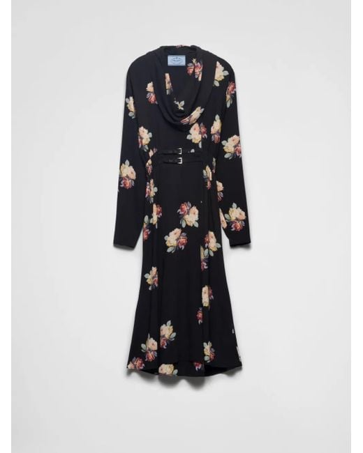 Prada Midi-Jurk Met Bloemenprint in het White