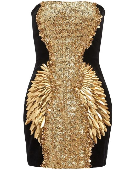 Balmain Black Sequin-Embellished Mini Dress