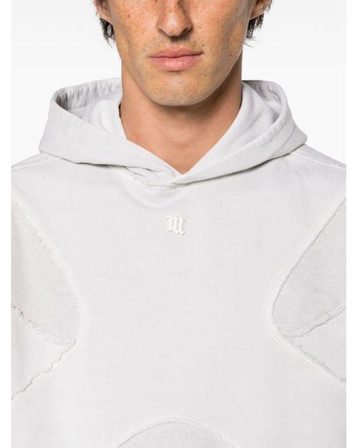 M I S B H V White Patchwork Jersey Hoodie for men