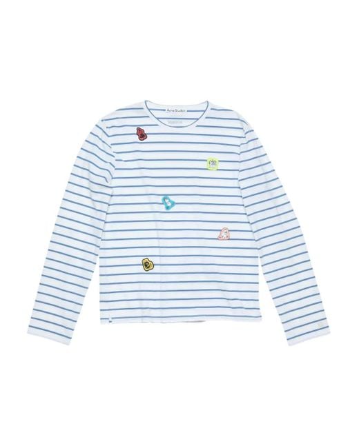 T-Shirt Rayé À Manches Longues Acne en coloris Blue