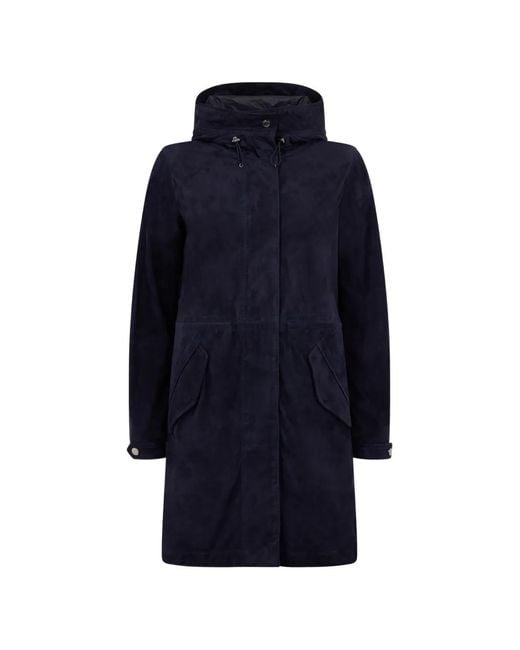 Moorer Blue Antibes Button-Collar Parka