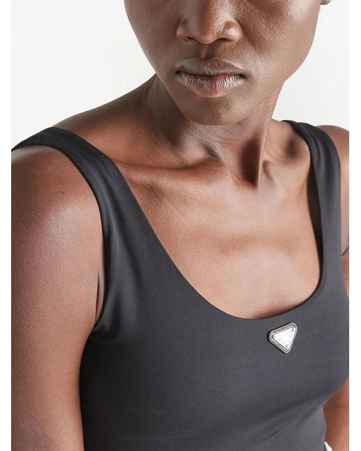 Prada Black Sleeveless Triangle Crop Top