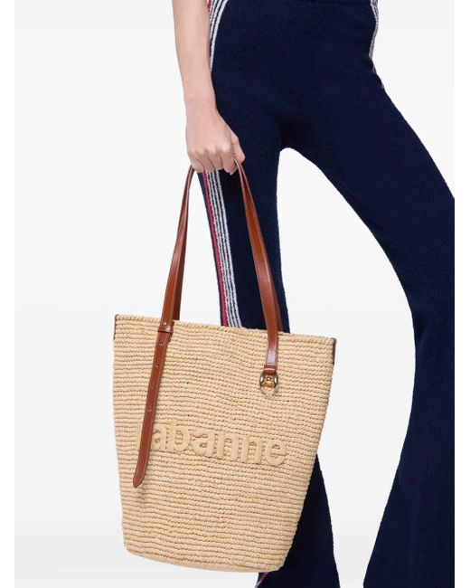 Rabanne Blue Tote Bag Aus Gewebtem Bast