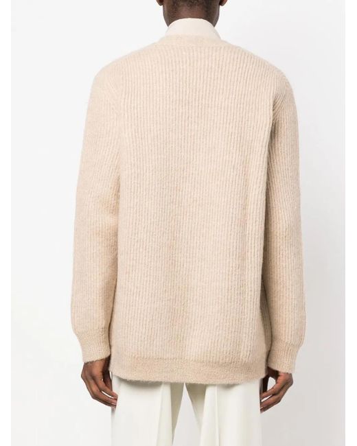 Maison Margiela Natural V-Neck Alpaca-Blend Cardigan for men