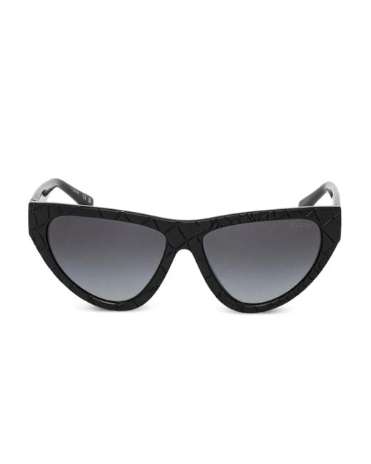 GUESS EYEWEAR Black Cracked-Pattern Cat-Eye Sunglasses
