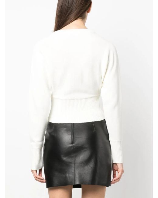 Moschino White Studded-Peace Sign Wool-Blend Jumper