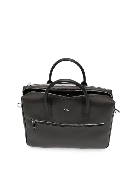 Boss Black Daxter Logo-Plaque Briefcase for men