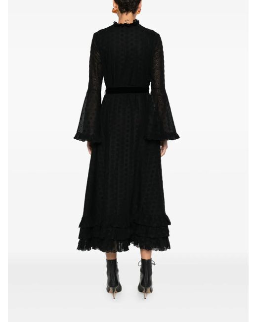 Valentino Garavani Black Ruffled Bell-Sleeve Dress