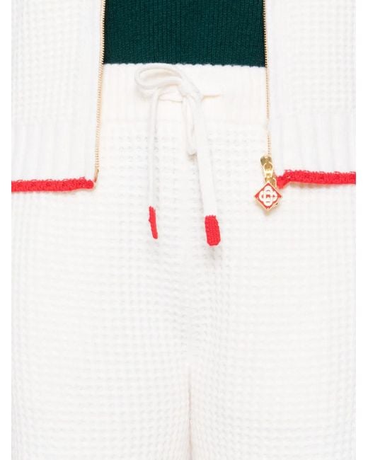 Casablanca White Contrast-trim waffle-knit trousers