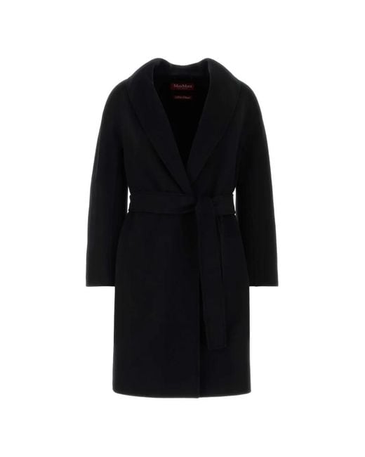 Max Mara Black Estremo Belted Shawl-Collar Coat