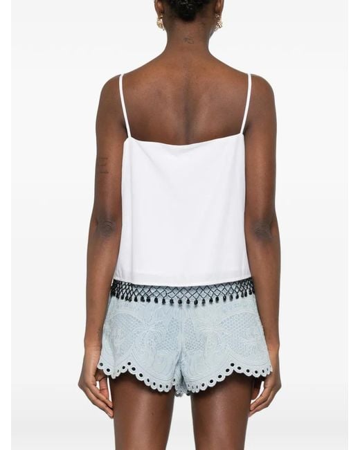 Bode White Rosebloom Floral-Print Top