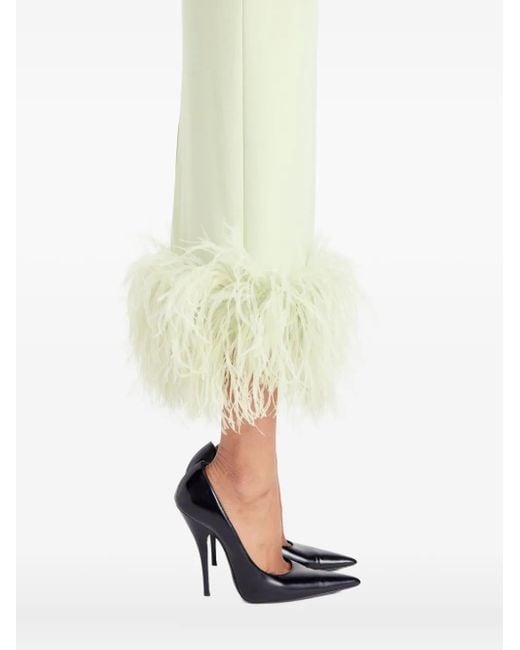 16Arlington White Minelli Feather-Trim Midi Dress