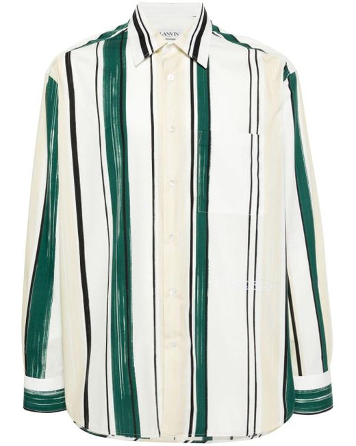 Lanvin White Striped Drop-shoulder Cotton Shirt for men