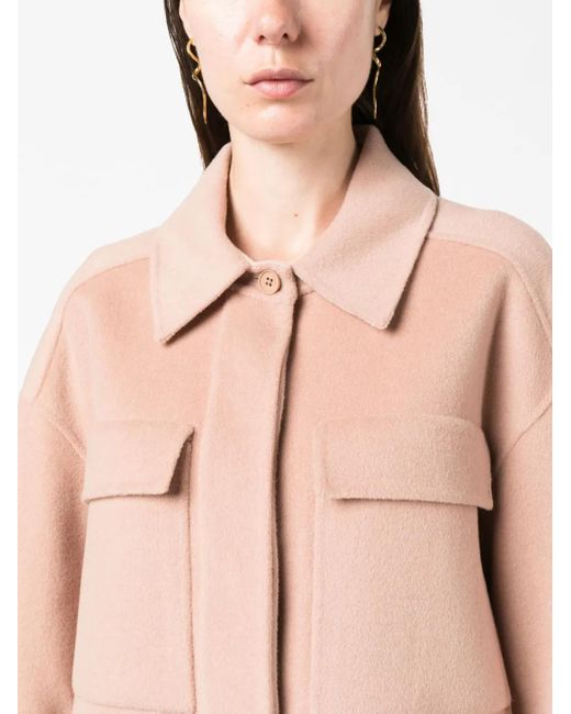 Calvin Klein Pink Spread-Collar Wool Shirt Jacket