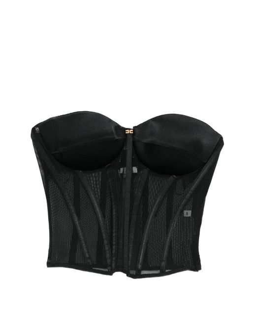 Elisabetta Franchi Black Mesh Corset Top