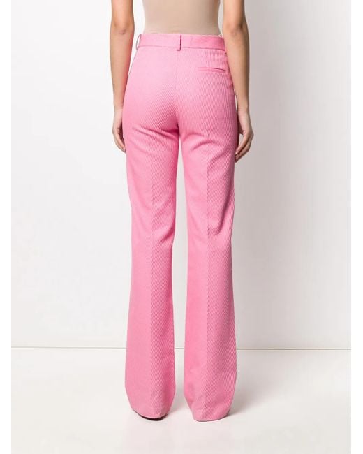 Victoria Beckham Pink High-Waisted Tailored Trousers