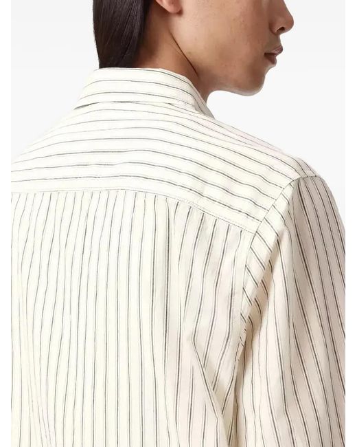 AllSaints White Samuel Striped-Logo Shirt for men