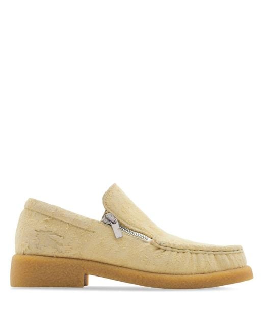 Burberry White Chance Suede Loafers for men