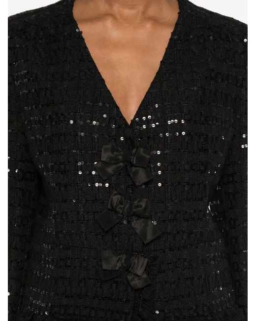 Alessandra Rich Black Veste À Broderies De Sequins
