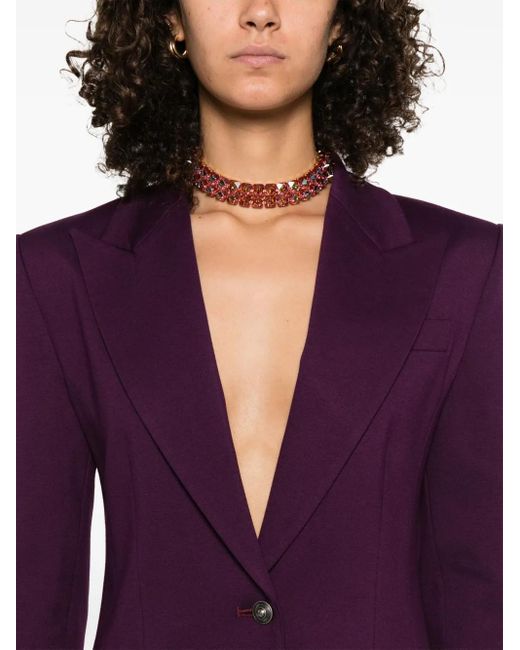 Versace Jeans Couture Blazer Met Enkele Knoop in het Purple