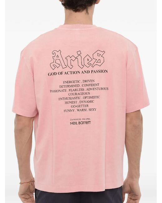 Neil Barrett Pink Aries The Warrior Logo-Print T-Shirt for men