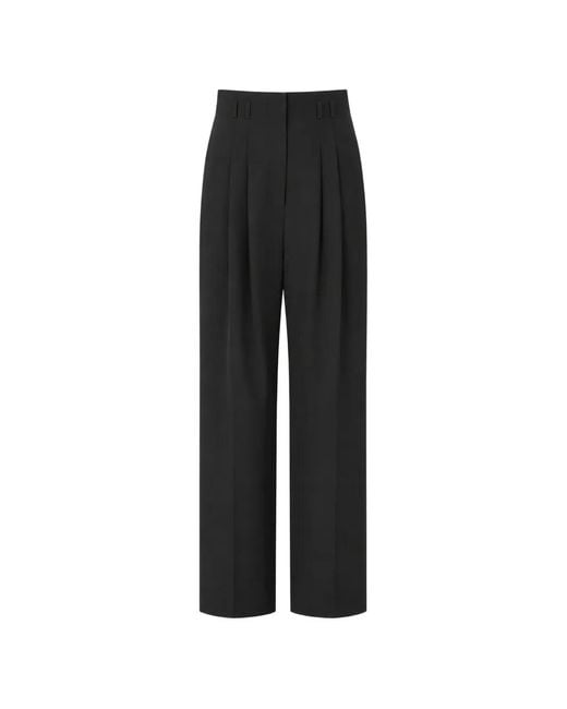 Alberta Ferretti Black Pleated Tailored Trousers