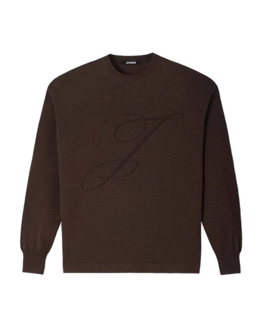 Jacquemus Brown Knit Linen Sweater for men