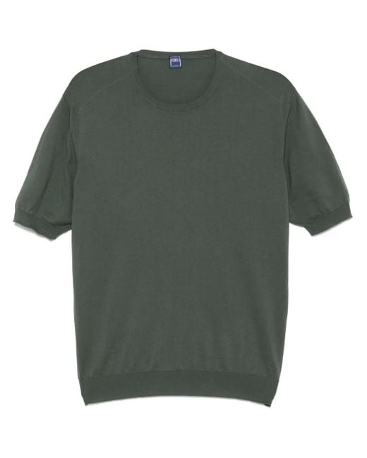Fedeli Green Fine-Knit T-Shirt for men
