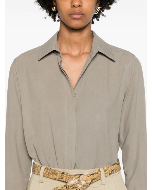 Max Mara Natural Green Long-sleeve Silk Shirt - Women's - Silk