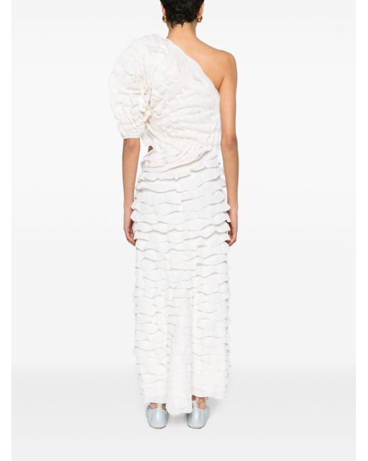 Chloé White Asymmetrisches Kleid mit Volants