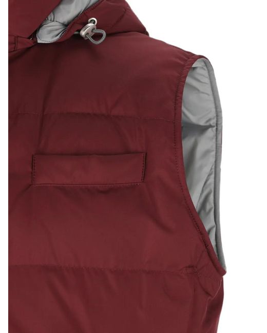 Chaleco Acolchado Con Capucha Brunello Cucinelli de hombre de color Red