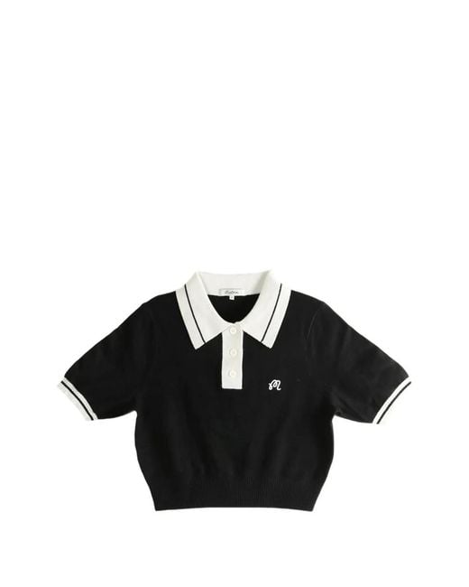 Malbon Golf Black Mikayla Short-Sleeves Collared Polo Top